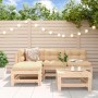 vidaXL 5-tlg. Garten Lounge Set aus Kiefernholz mit Polstern und Tisch.