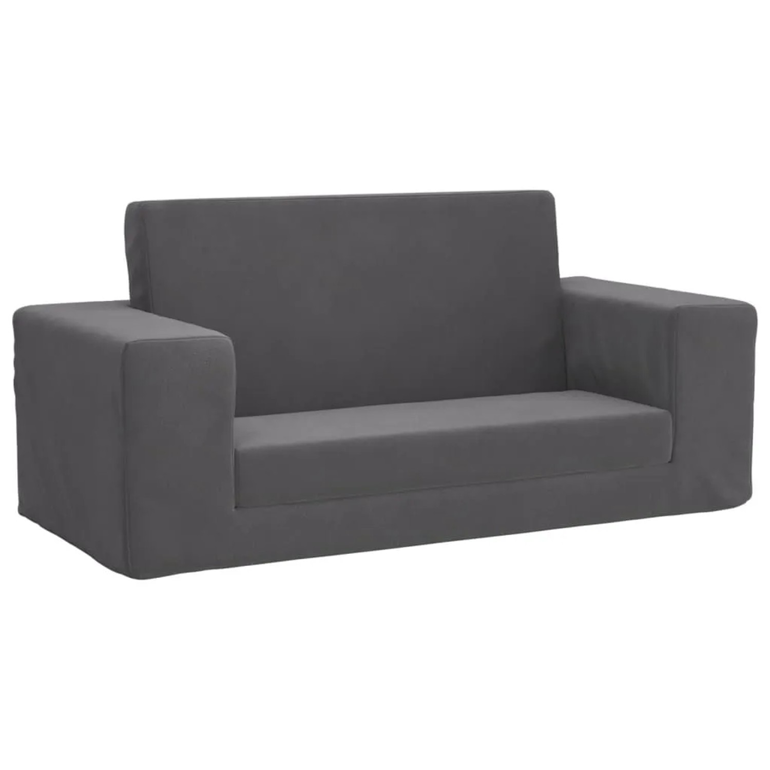 vidaXL Kinder-Schlafsofa 2-Sitzer Anthrazit Weicher Plüsch 357030