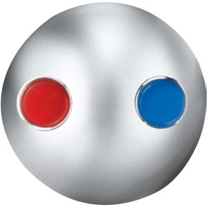 Indexpunkt für baliv Waschtischarmatur WT-300 N, Chrom, mit roter und blauer Markierung.