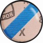 Detailaufnahme eines Klingspor Gewebe Schleifbands CS411X, Korn 80, mit blauem Streifen.