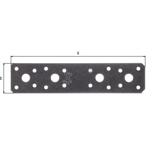 Alberts Duravis Flachverbinder, 180x40x3 mm, Schwarzdiamant, mit Löchern für Schrauben.