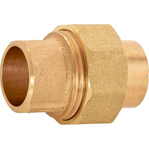 Löt-Verschraubung aus Rotguss, 22 mm Durchmesser für Kupferrohre.