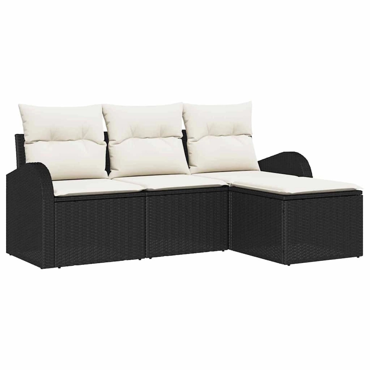 vidaXL Garten-Sofa-Set mit Kissen 4-Tlg Schwarz Poly Rattan 3345987 günstig online kaufen