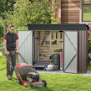 Costway Gartenhaus Metall 235 x 117 x 185 cm Hellbraun