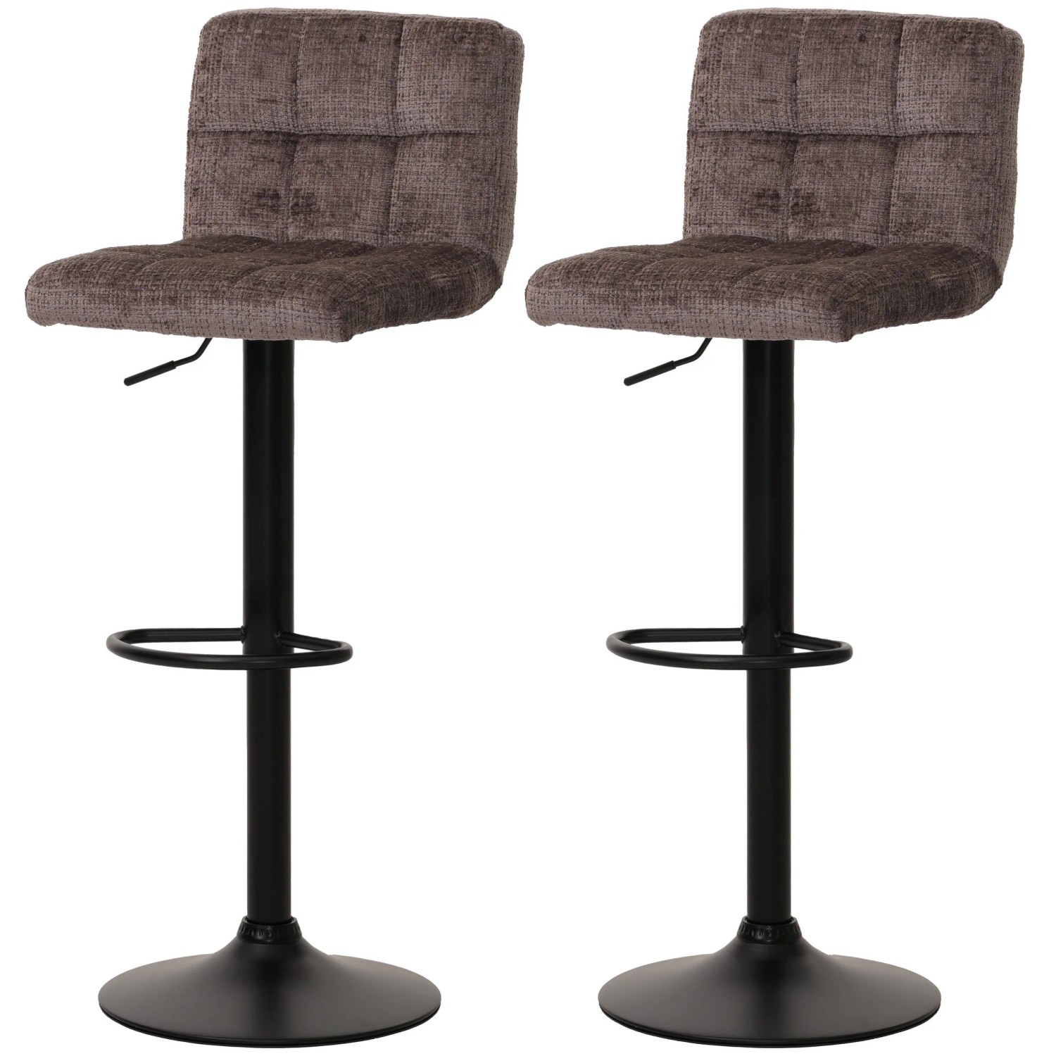 MCW Barhocker G87 2er-Set Braun Stoff Chenille