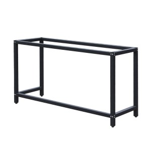 Schwarzes Wiltec Werkbankgestell 100x50x80cm mit stabilen Vierkantrohren und höhenverstellbaren Füßen für Werkstatt.