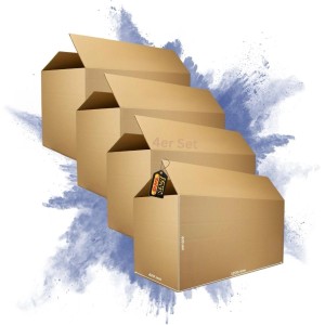 4er Set PROREGAL Umzugskartons, 2-wellig, 1200x600x600 mm, bis 30 kg belastbar.