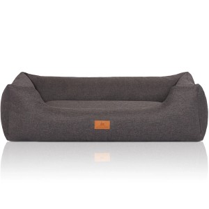 Graues Knuffelwuff Hundebett Lotte Velours XXL, 120x85cm. Gemütliches Hundekörbchen mit hohem Rand.