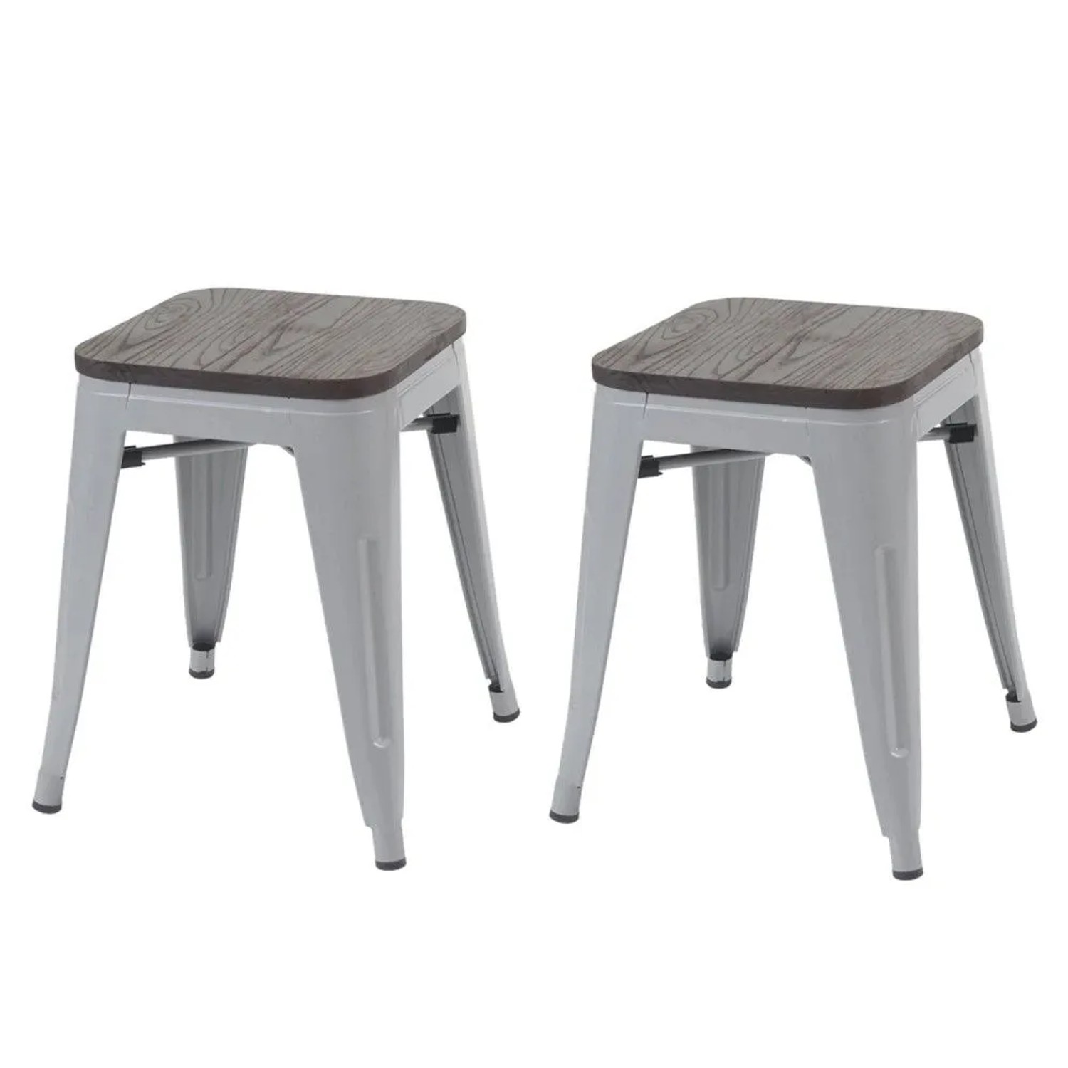 MCW 2x Hocker A73 Inkl. Holz-Sitzfläche Grau