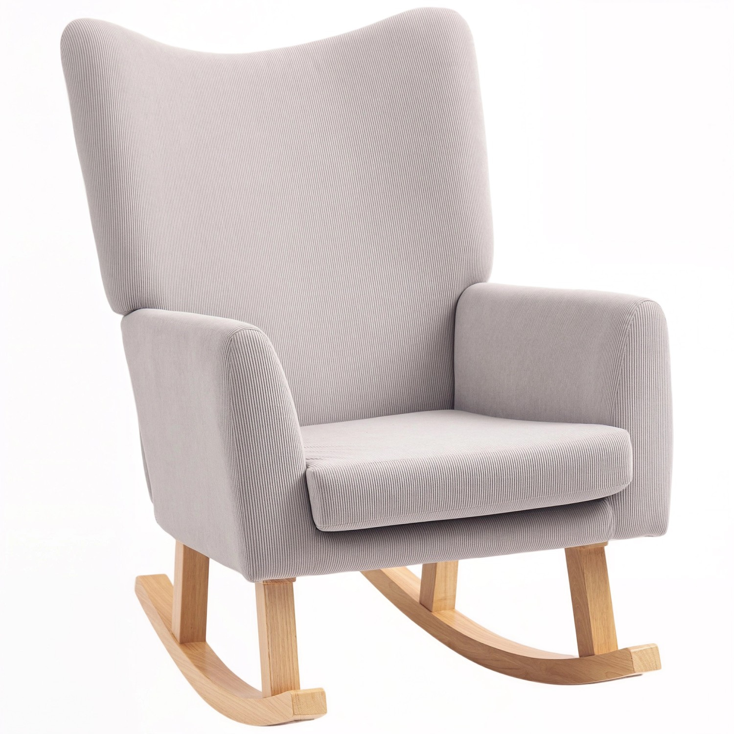 HOMCOM Schaukelstuhl Polyester Kautschukholz 97L x 72B x 100H cm Hellgrau