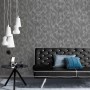 Erismann Vliestapete Elle Decoration mit Wellenmuster in Anthrazit im Wohnraum.