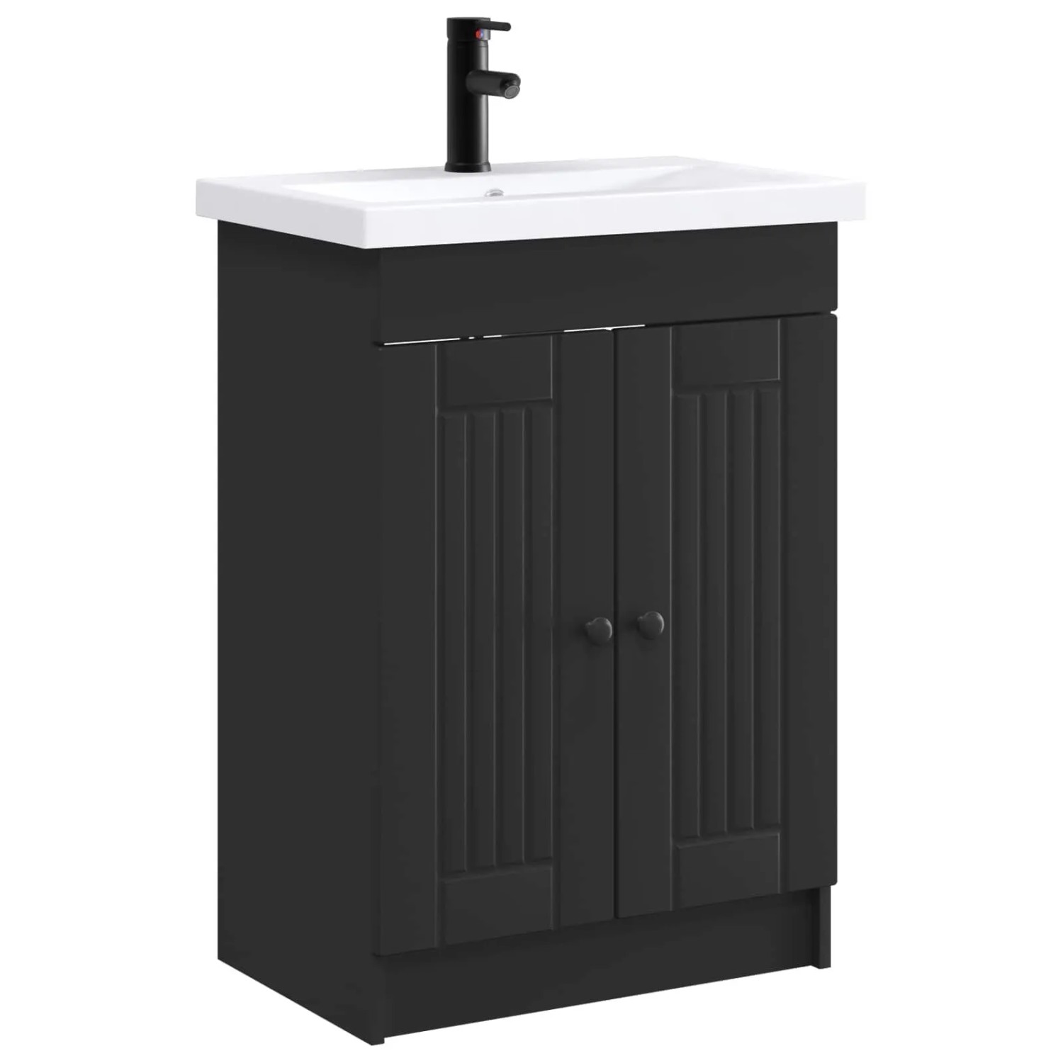 vidaXL Badezimmermöbel-Set Schwarz 56 x 37,5 x 81 cm Holzwerkstoff 3404185