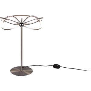 Moderne LED Tischleuchte Charivari in Nickel matt. Design-Tischlampe mit Dimmer für Wohnraum.