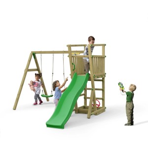 Spielturm Funky Combo DREAM mit Rutsche, Schaukel und Spielhaus für Kinder.