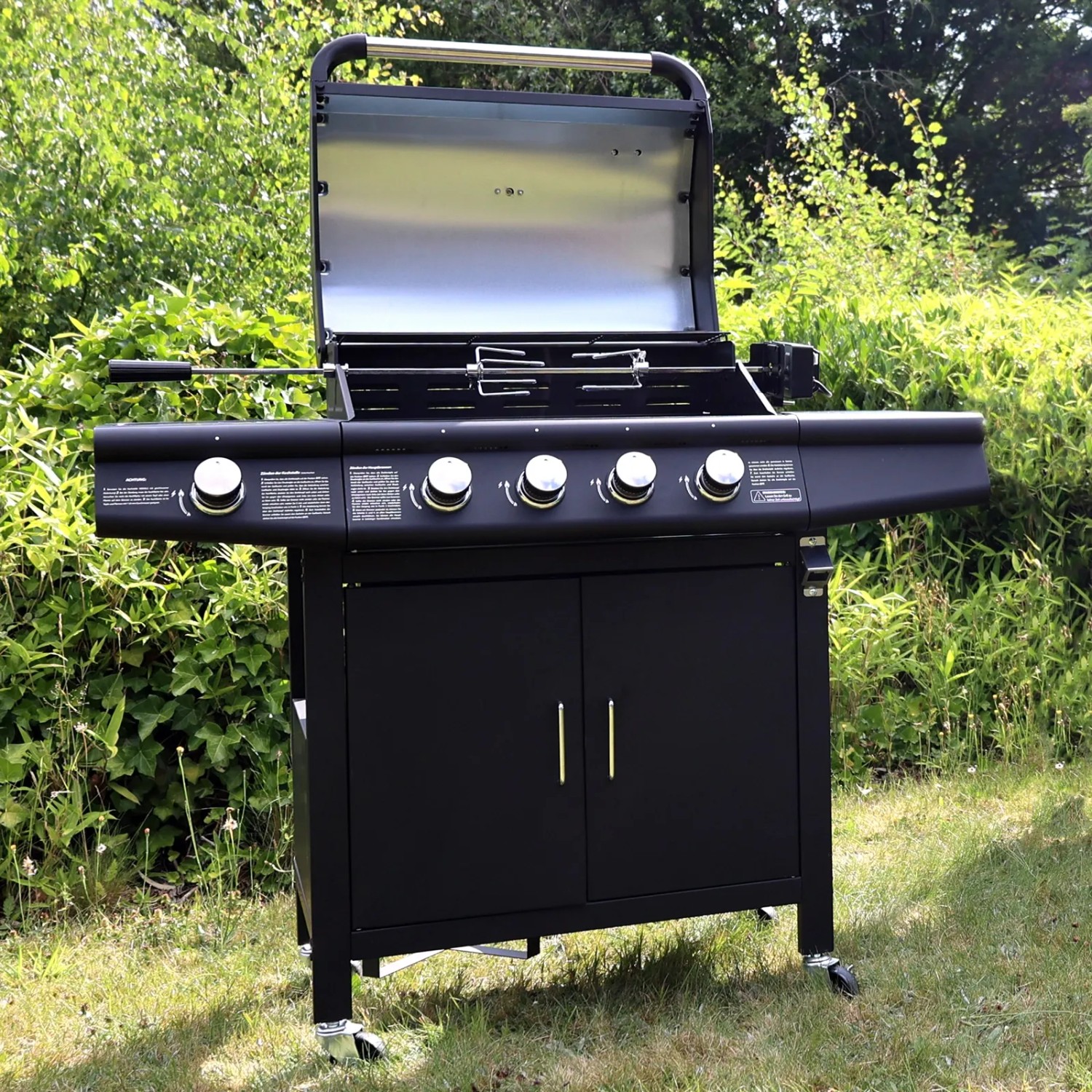 Taino Red Gasgrill mit elektrischem Drehspieß Rotisserie-Set, Grillzubehör.