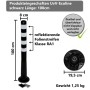 Schwarzer UvV Ecoline Absperrpfosten, 100 cm hoch, mit Reflexstreifen und Befestigung.