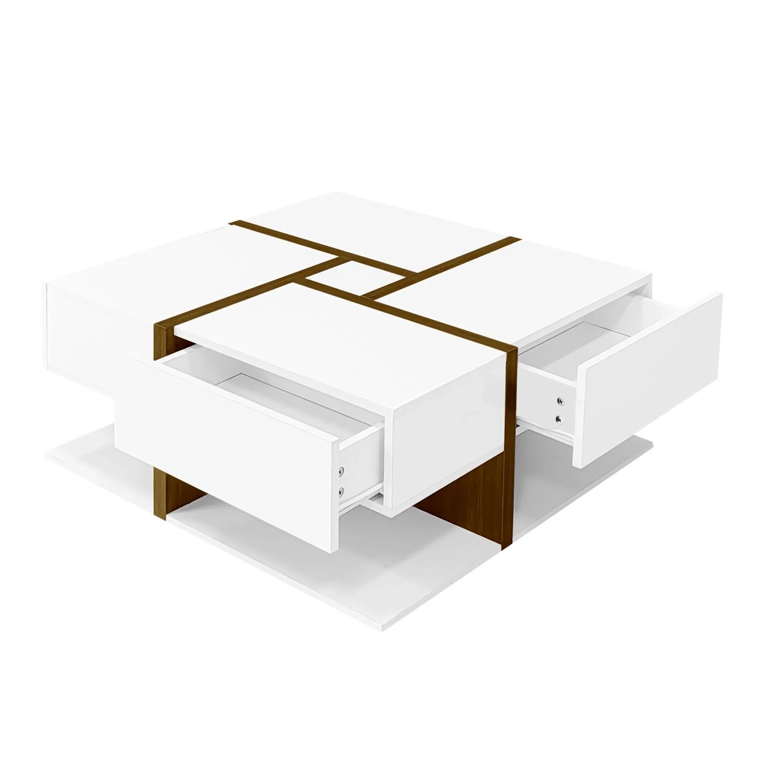 ModernLuxe Couchtisch mit 4 Schubladen Spanplatte Weiß