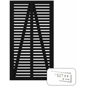 Schwarzes Gartentor Harmoni aus Nadelholz, 100x180 cm, mit Beschlägen für die Selbstmontage.