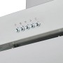 Detailaufnahme der Edelstahl-Dunstabzugshaube aus der Flex-Well Exclusiv Küchenzeile mit Bedienelementen.