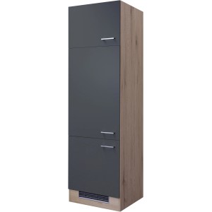 Flex-Well Geräteumbauschrank Morena, 60 cm, Basaltgrau/San Remo Eiche, für Einbaukühlschrank.
