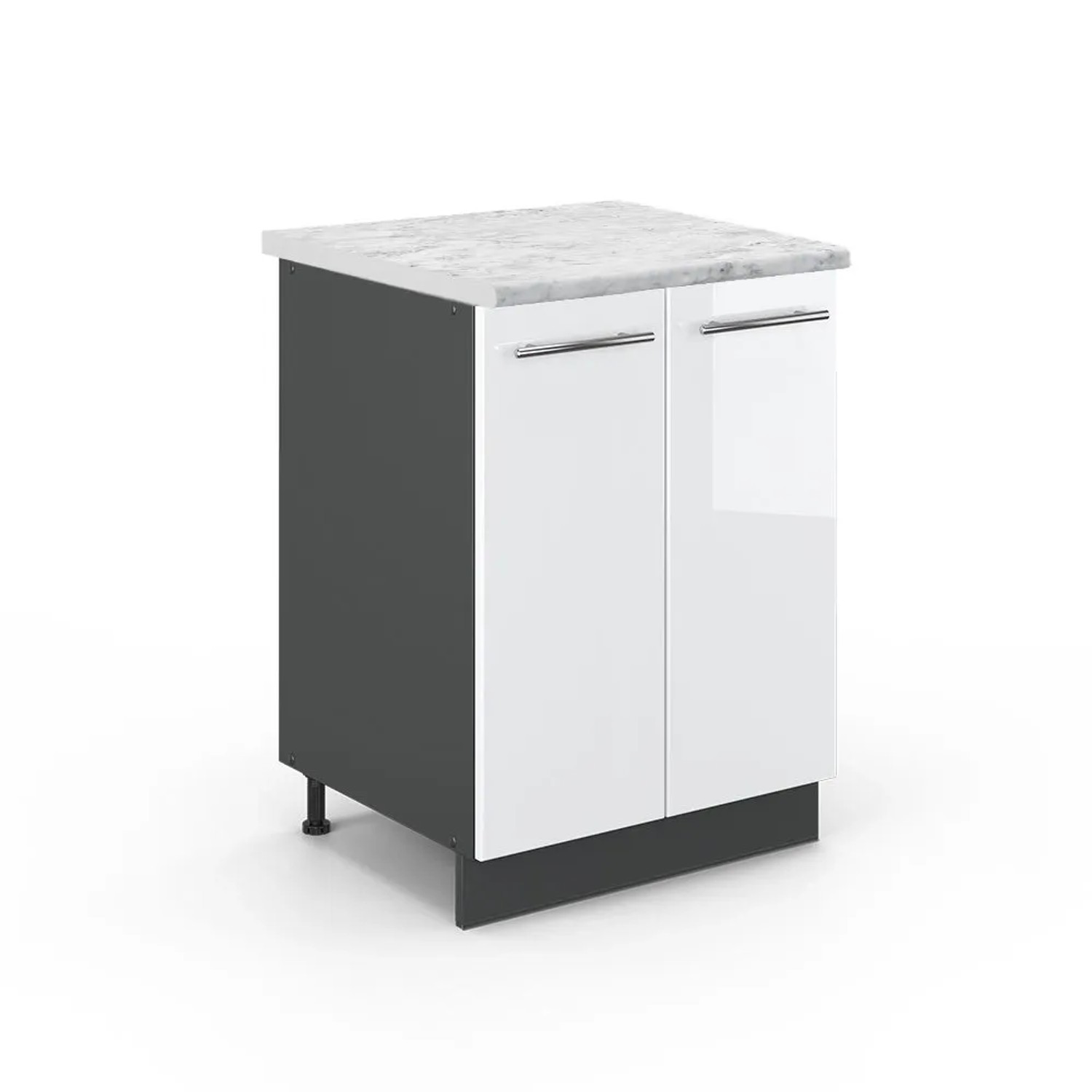 Vicco Küchenunterschrank Fame-Line Weiß Hochglanz Anthrazit 60 cm AP Marmor