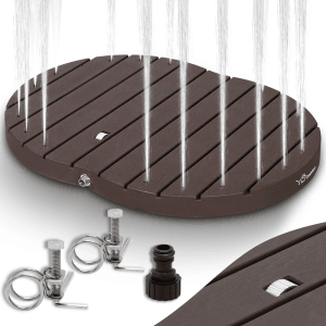 Braune CCLIFE Gartendusche mit Wasserfontänen und Zubehör für den Gartenschlauch.