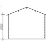 Skizze Skan Holz Gartenhaus Narvik 2: Seitenansicht mit Höhenangaben. Ideal für Planung.