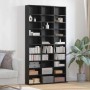 Schwarzes CD Regal in Eichen-Optik von vidaXL, Holzwerkstoff, 101x23x177,5 cm. Wohnzimmerschrank mit vielen Fächern.