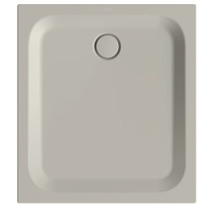 Rechteckige Bette Duschwanne Steel in Stone, 100x90 cm, aus glasiertem Titan-Stahl mit mittigem Ablauf.