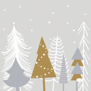 Duni Servietten mit Winterbaum-Motiv, 33x33cm, 20 Stück. Festliche Papier Servietten für die Adventszeit.
