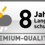 Symbol für 8 Jahre Langzeitschutz der OBI Hybridlasur Premium.