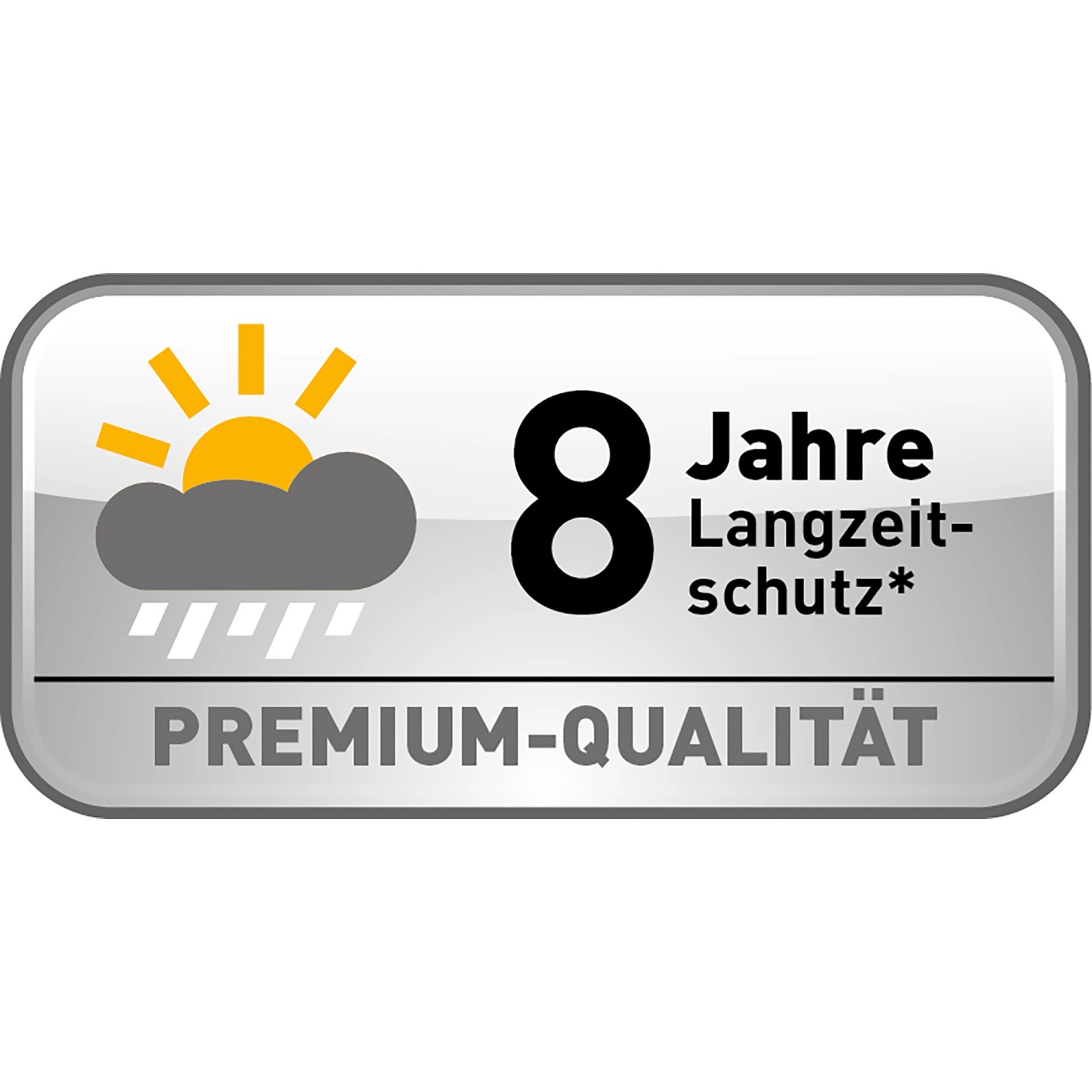 Symbol für 8 Jahre Langzeitschutz der OBI Hybridlasur Premium.