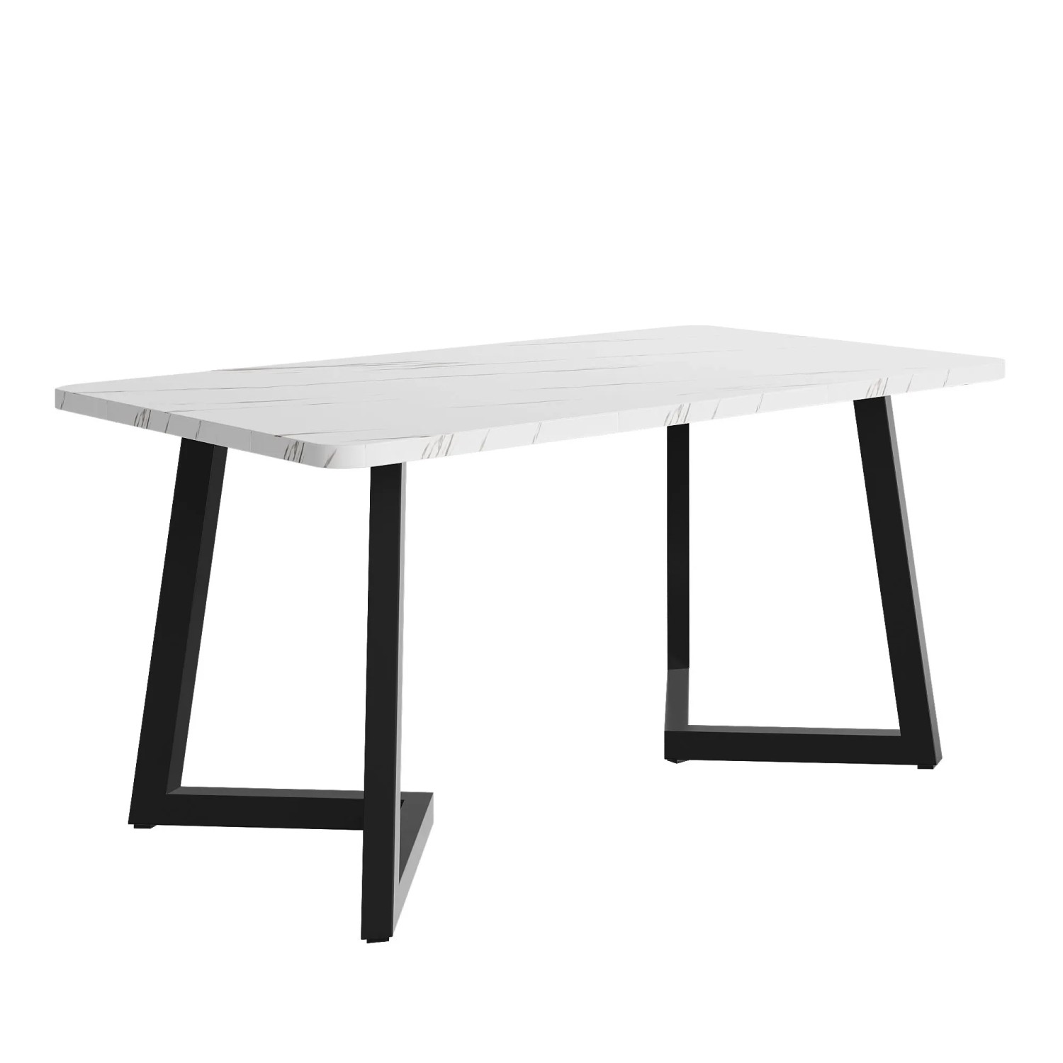 okwish Esstisch 1-St Gestell aus Metall für Esszimmer Wohnzimmer 117 × 68 cm Schwarz