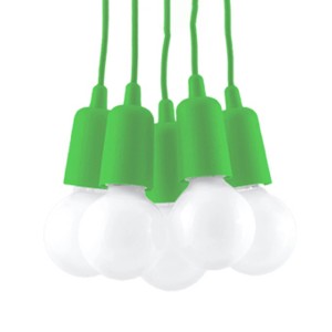 Grüne Sollux Lighting Hängeleuchte Diego 5 mit fünf Lampen für Kinderzimmer, Wohnzimmer und Schlafzimmer.