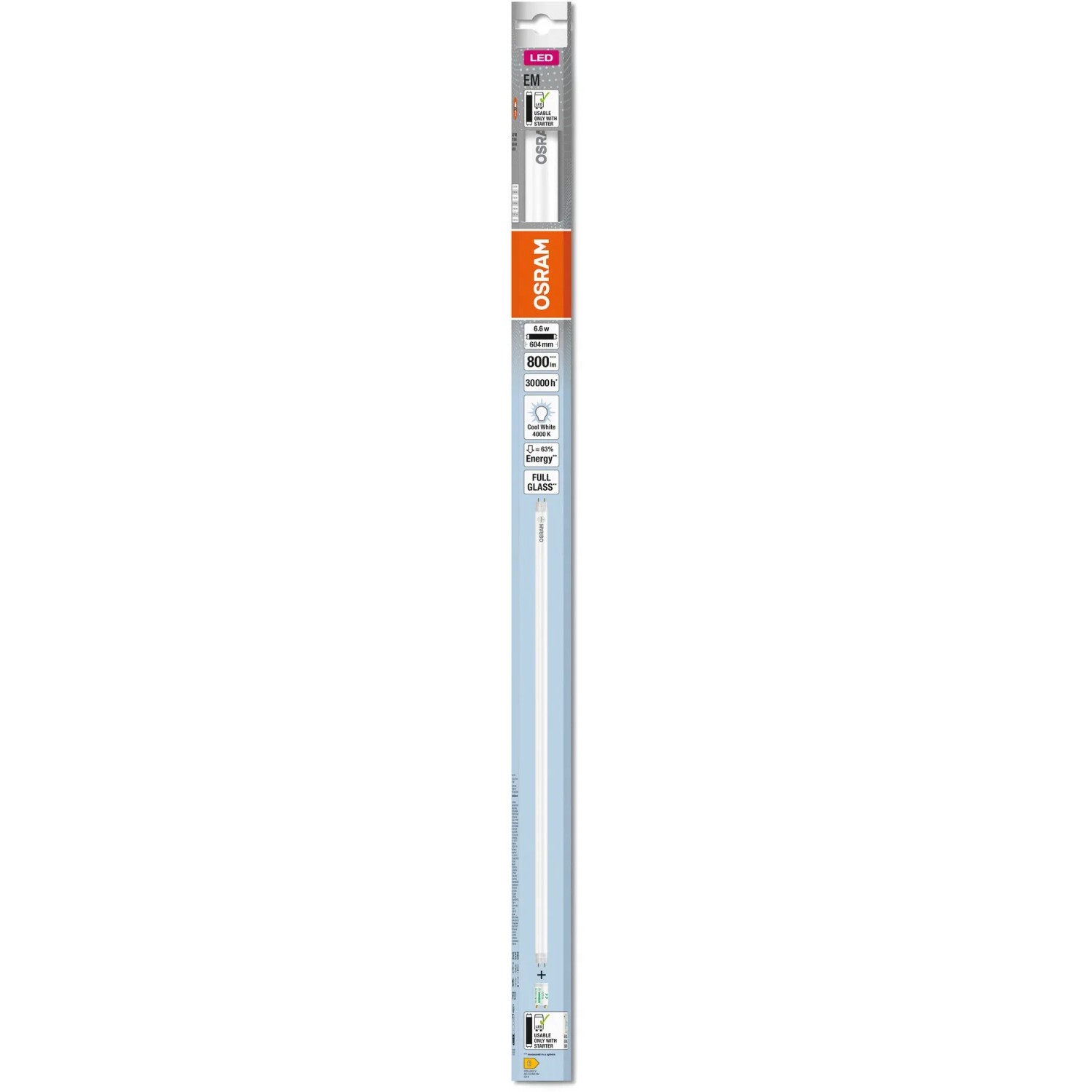 Osram LED-Leuchtstofflampe, 60cm, Kaltweiß, 6,6W, G13 Sockel im Karton.