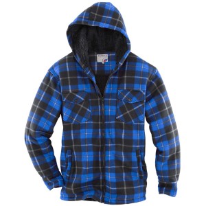 Terrax Thermo-Holzfällerhemd mit Kapuze, blau-schwarz kariert, Größe M. Arbeitskleidung mit Teddyfutter.