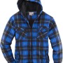 Terrax Thermo-Holzfällerhemd mit Kapuze, blau-schwarz kariert, Größe M. Arbeitskleidung mit Teddyfutter.