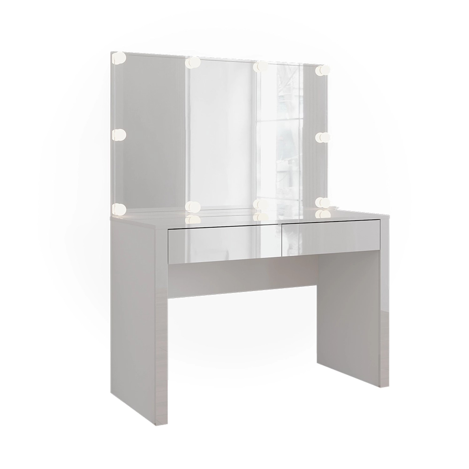 Vicco Schminktisch Annabelle Weiß Hochglanz/Weiß 110 cm mit Spiegel und Lam günstig online kaufen