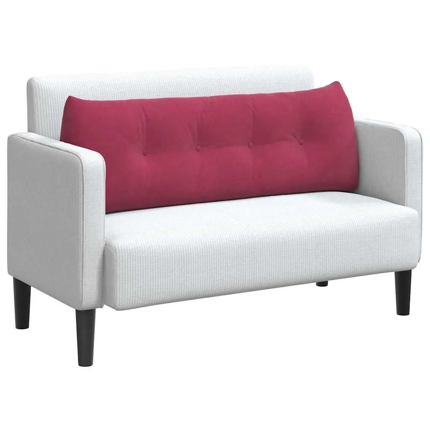 Weinrotes vidaXL Rückenkissen (140x24x50 cm) aus Samt auf einem Sofa.