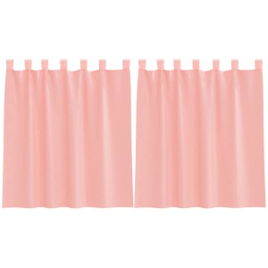 Zwei rosa Voile-Fenstervorhänge mit Stangentaschen, leicht transparent.