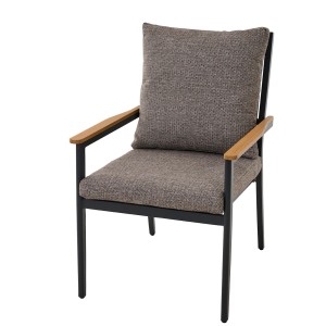 Siena Garden Sessel Liguria Comfort Plus mit Kissen, anthrazitfarbenes Gestell, Teakholz-Armlehnen.