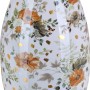 Weiße Vase Flora mit Blumenmuster und goldenen Akzenten, 28 cm hoch. Dekorative Blumenvase für den Innenbereich.