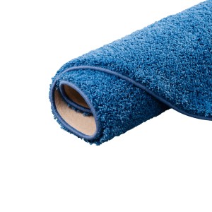 Gerollter, runder, blauer Snapstyle Hochflor Shaggy Teppich Palace, 133x133cm.