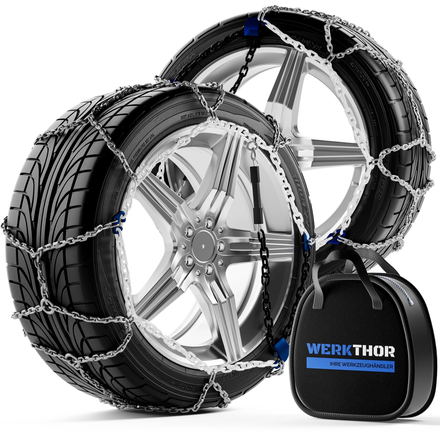 WERKTHOR 2x Schneeketten – Zugelassen, Metall, Einfach Montage, Top Grip für PKW – WT100