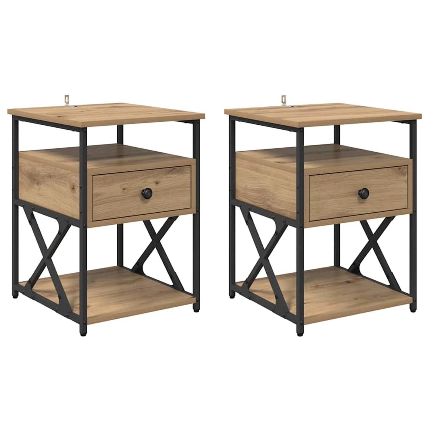 vidaXL Nachttisch 2 Stk Artisan-Eiche 40 x 42 x 55 cm Holzwerkstoff 881884 günstig online kaufen