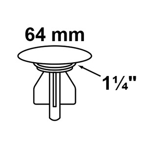 Skizze: Kirchhoff Exzenterstopfen, 41,9 mm (1 1/4) x 64 mm, Chrom für Excentersiphons.