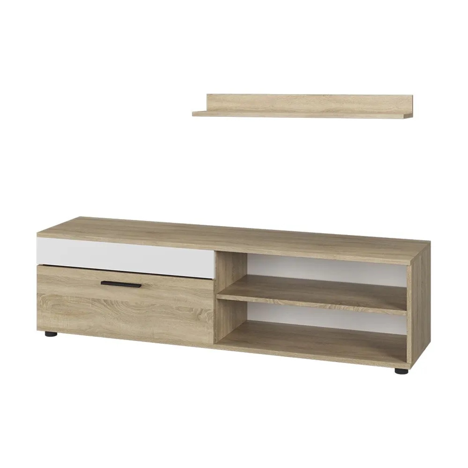 Vicco Lowboard & Regal Berno Sonoma Weiß 140 x 39 mit 1 Klappe Art Nr 55458