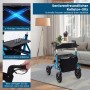 Costway Rollator mit Luftbereifung Faltbar mit Sitz Bis 136 kg Blau_5