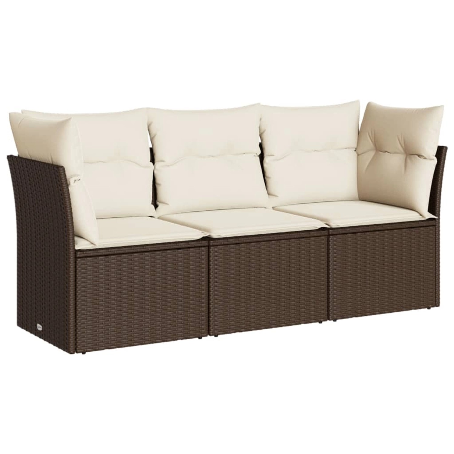 vidaXL 3-tlg Garten-Sofagarnitur mit Kissen Braun Poly Rattan Modell 1