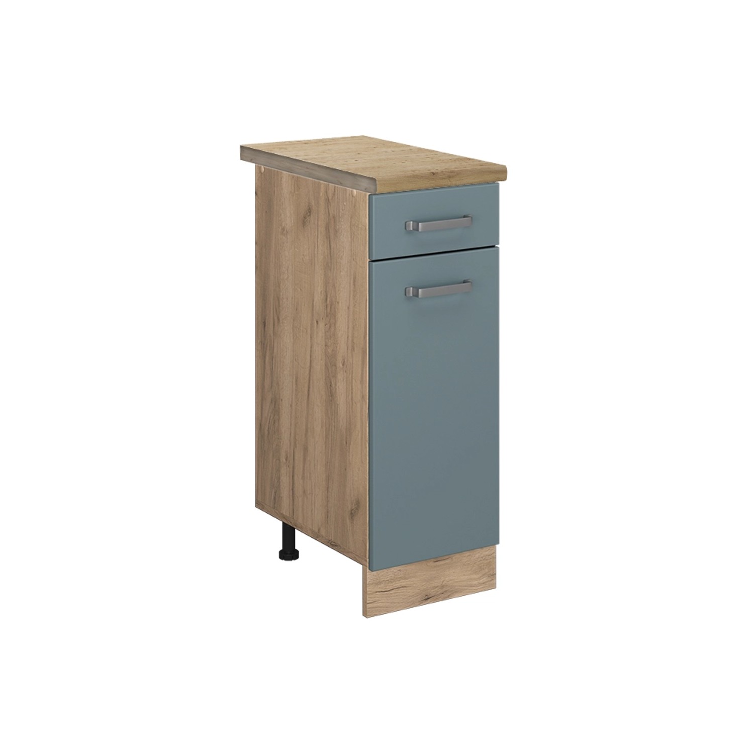 Vicco Küchenunterschrank R-Line Blau-Grau/Goldkraft Eiche 30 cm AP Eiche